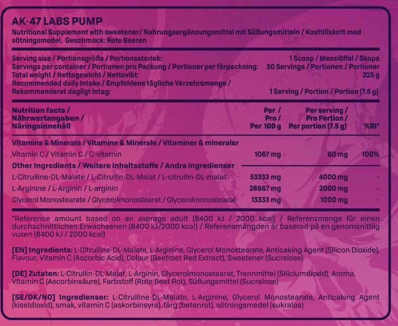 AK47 LABS Pump 225g - Supplement-Support.com