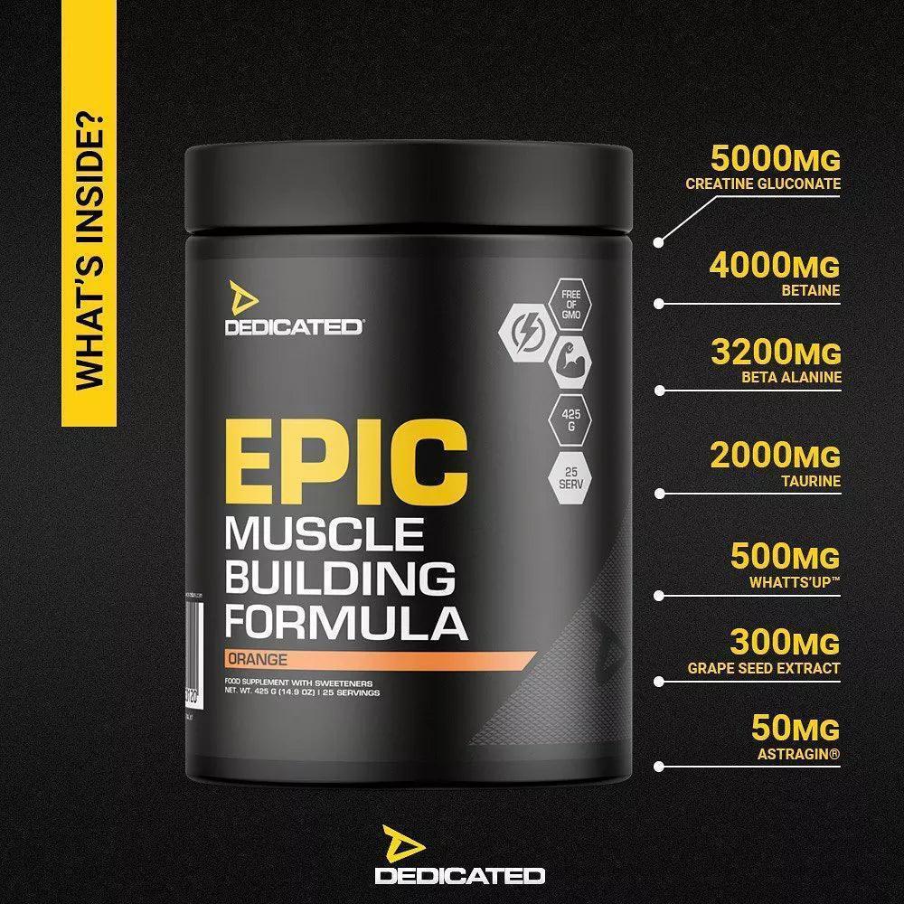 Dedicated EPIC Muscle Building Formula (425g) - Supplement-Support.com