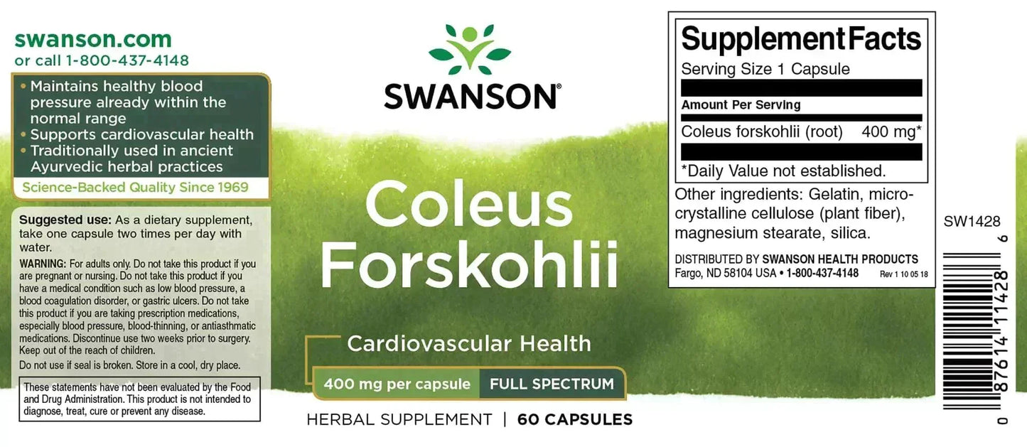 Full Spectrum Coleus Forskohlii 60 Kapseln 400mg - Supplement-Support.com