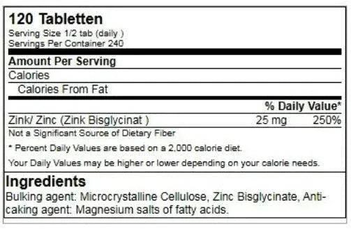 GN Zinc Bisglycinate 120 Tableten a´ 50mg - Supplement-Support.com