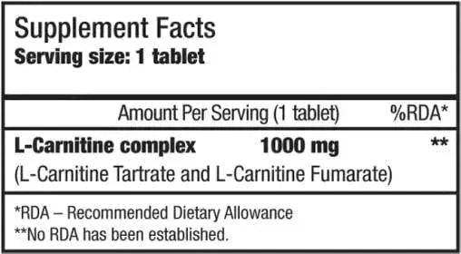 L-Carnitin Tabletten 1000mg 60 Stück - Supplement-Support.com