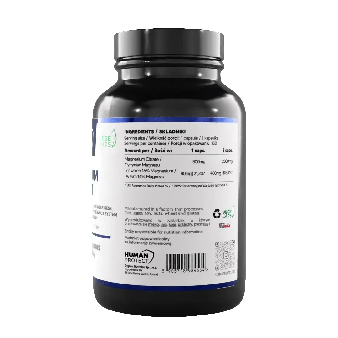 Magnesium Citrat 150 caps. 500mg - Supplement Support