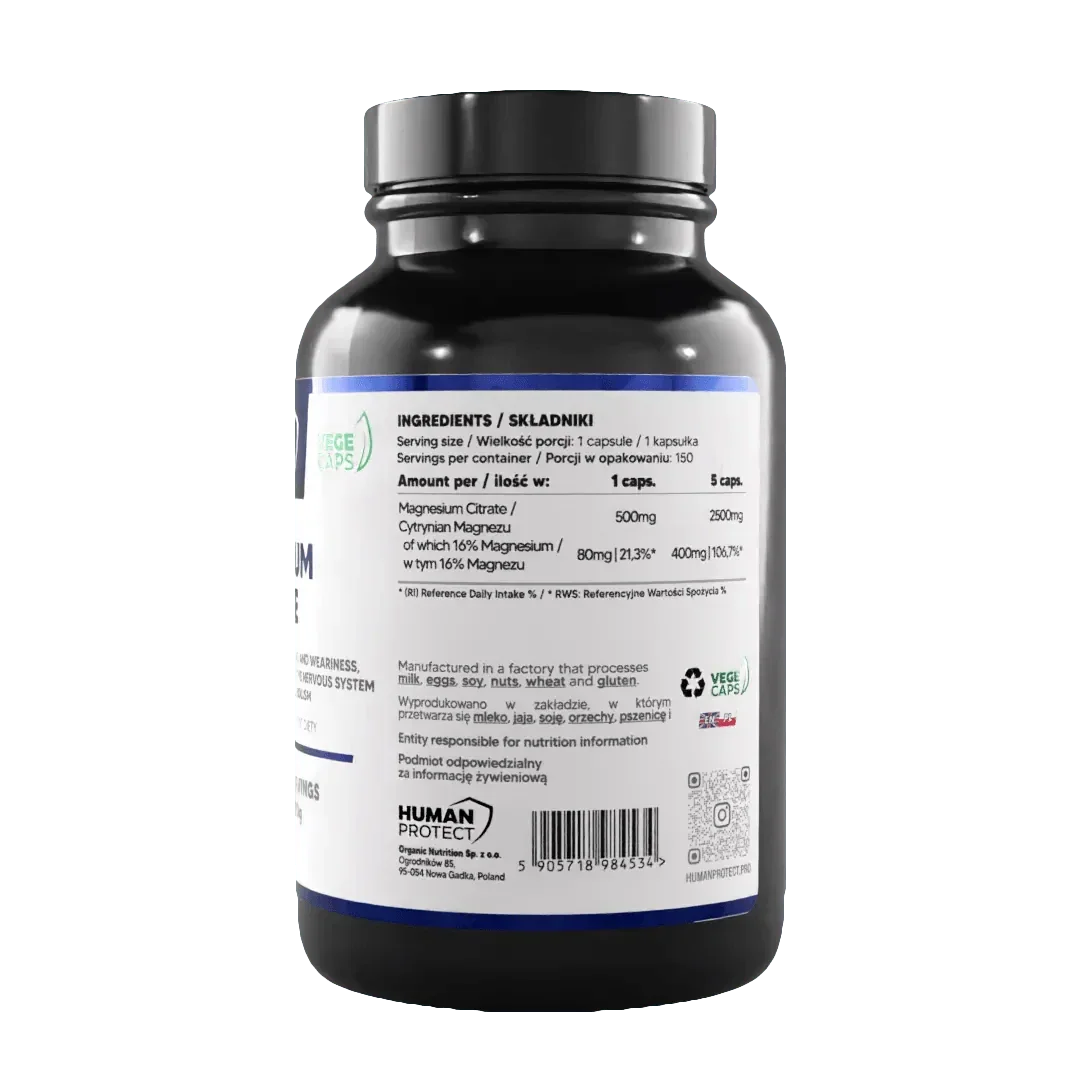 Magnesium Citrat 150 caps. 500mg - Supplement-Support.com