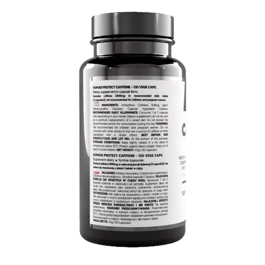 Wasserfreies Koffein, 120 Kapseln. - Supplement Support