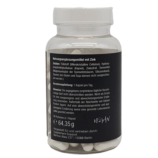 Zink Citrat 90 Vegan Kapseln 25mg - Supplement-Support.com