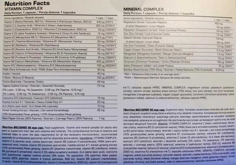 7Nutrition Multisport Multivitamin und Multimineral Complex 60Caps - Supplement Support