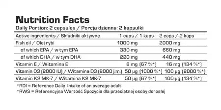 7Nutrition OMEGA 3 D3 + K2 180 softgels - Supplement Support