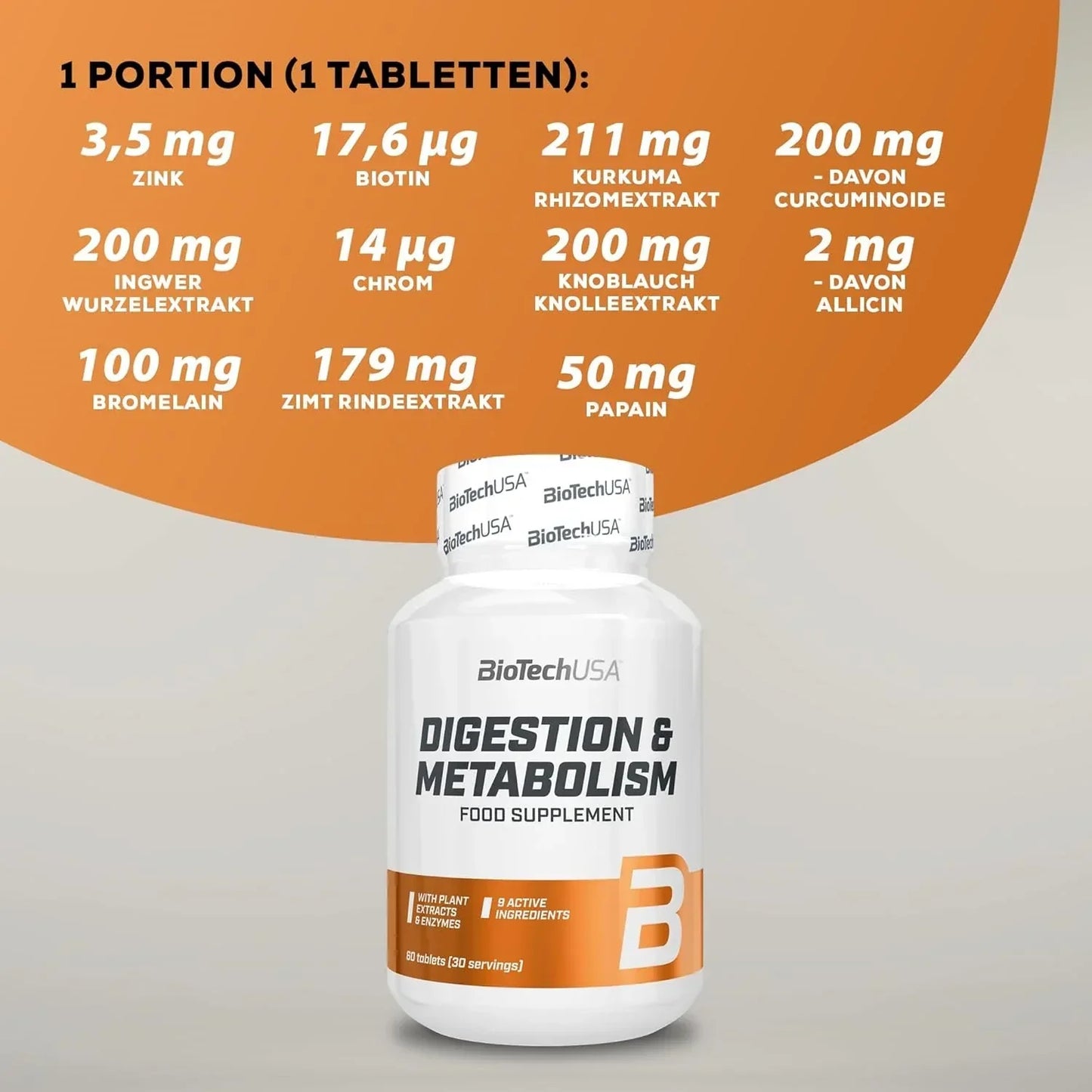 BioTech USA Digestion & Metabolism 60 Tabletten - Supplement Support