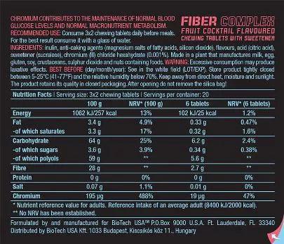 BioTech USA Fiber Complex Ballaststoff 120 Kautabletten - Supplement Support