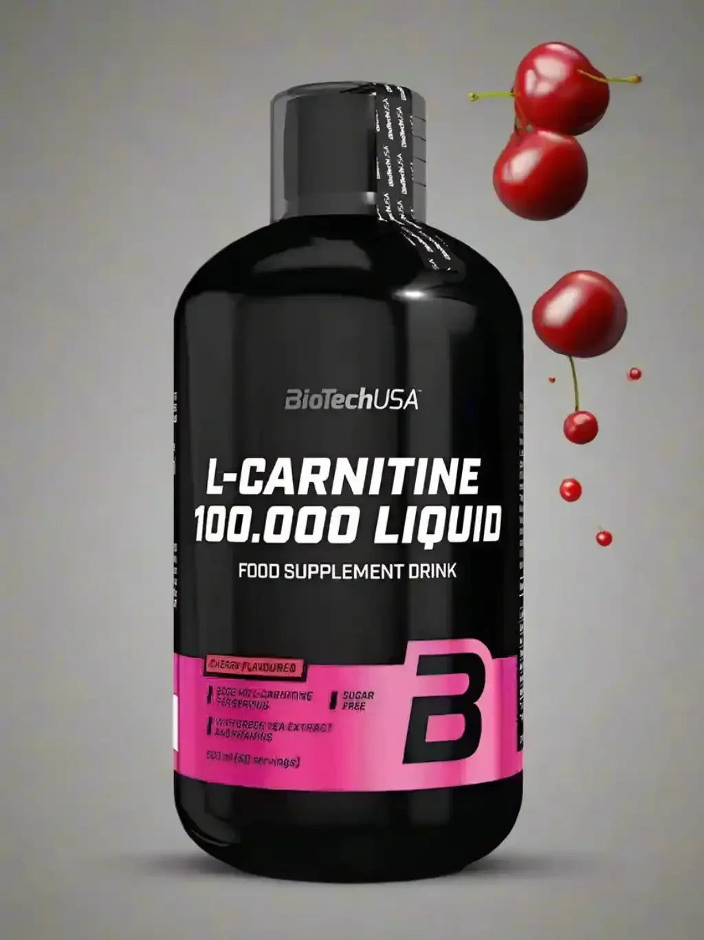 BiotechUSA L-Carnitin Liquid 100.000 Nahrungsergänzung Flasche, Kirschgeschmack, Supplement
