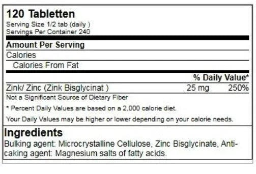 GN Zinc Bisglycinate 120 Tableten a´ 50mg - Supplement Support