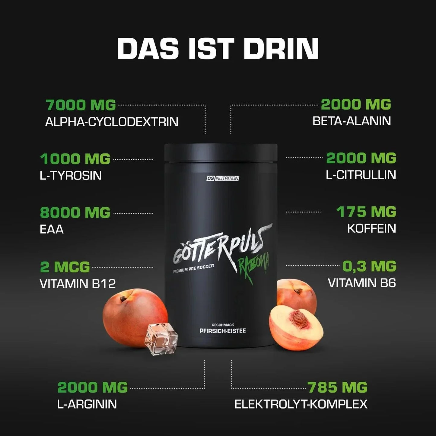 Götterpuls Rabona - Premium Pre Soccer 600g / Fußballer Booster - Supplement Support