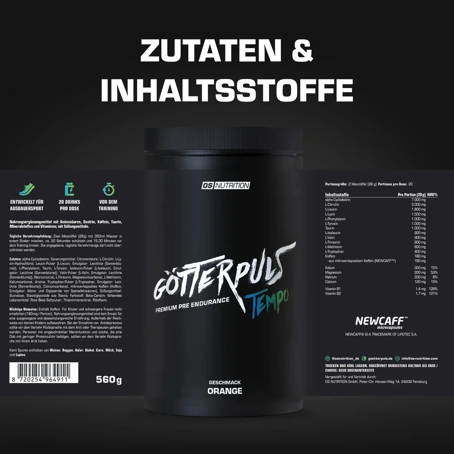 Götterpuls Tempo - Premium Pre Endurance 560g - Supplement-Support.com