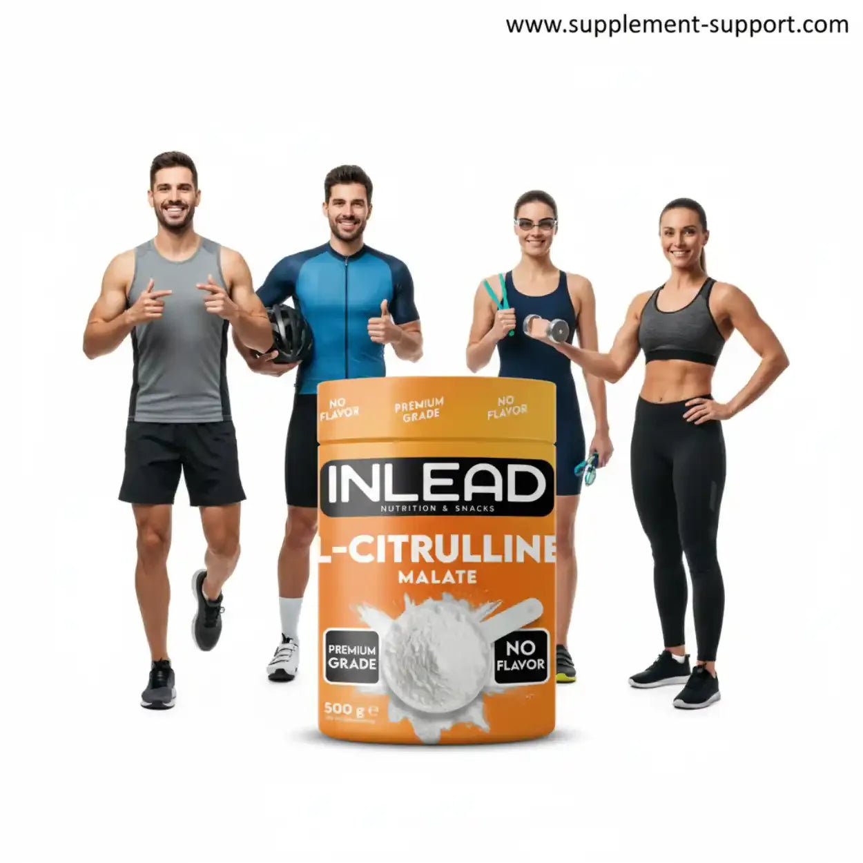 INLEAD L-Citrullin Malat 500g Sportnahrung mit sportlichen Menschen, Supplement-Support.com