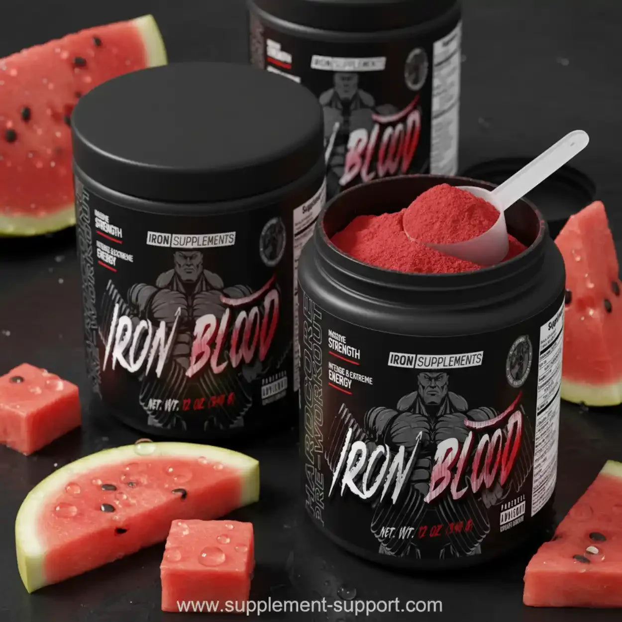 Iron Blood Trainingsbooster Pulver mit Wassermelone, Fitness Supplement, Pre-Workout