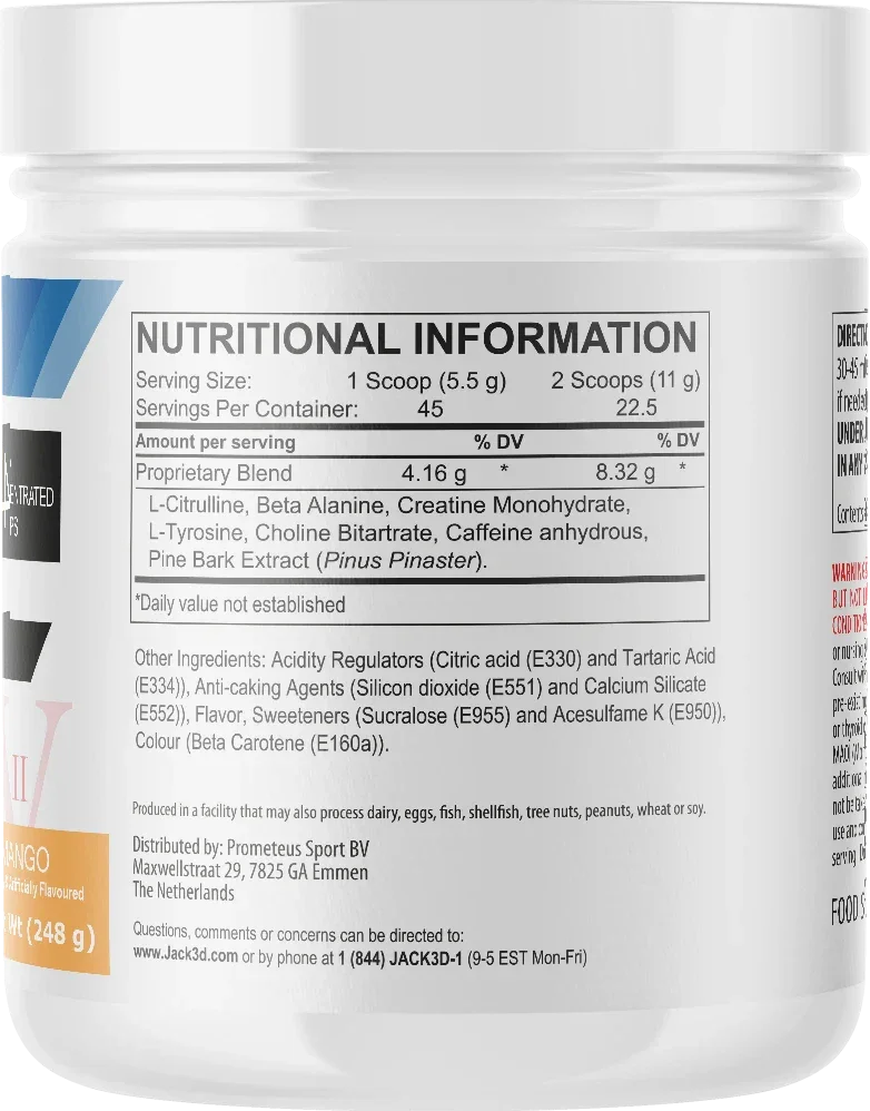 JACK3D ADVANCED Pre Workout Booster 248g - Supplement Support