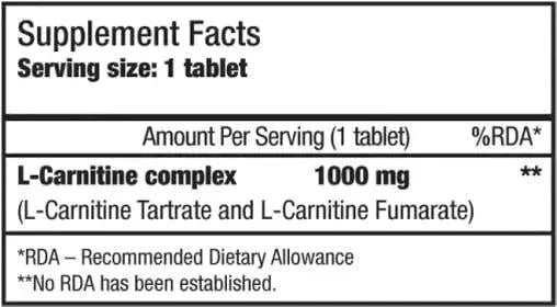 L-Carnitin Tabletten 1000mg 60-180Stück - Supplement Support