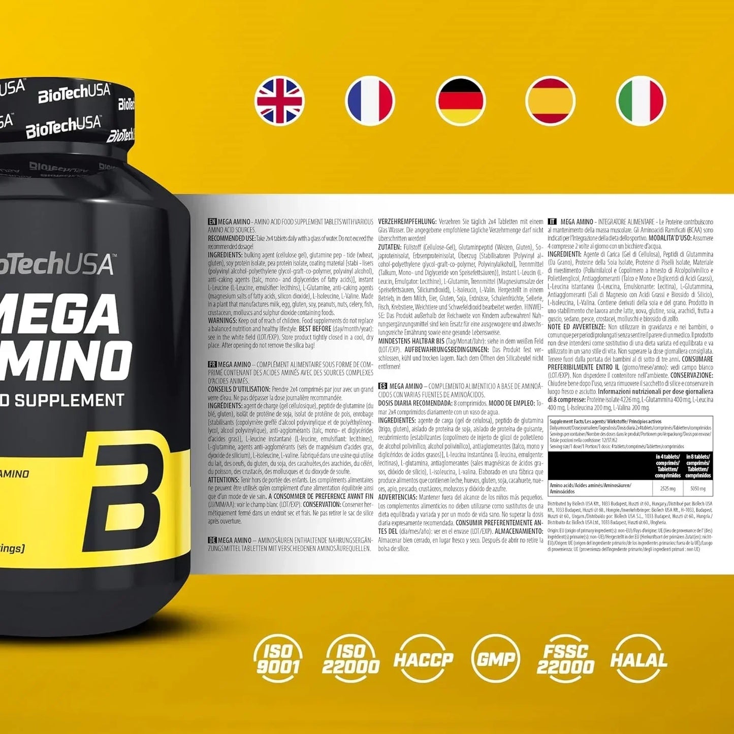 MEGA Amino Tabs - 500 Tabletten - Supplement Support