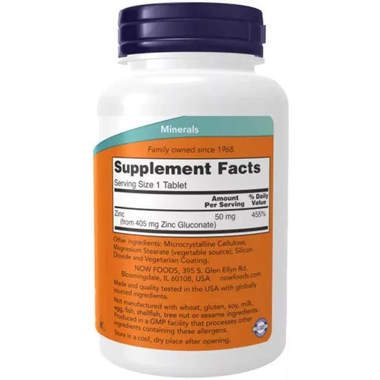 NOW Foods Zinc 250 Tabletten a´50mg - Supplement-Support.com