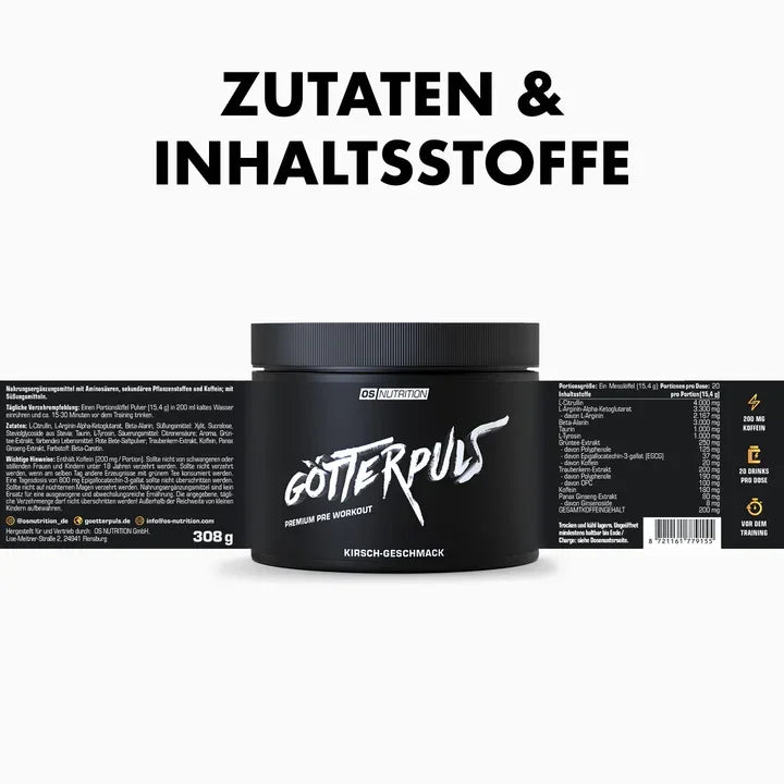 OS Nutrition Götterpuls Pre Workout Booster 308g - Supplement Support
