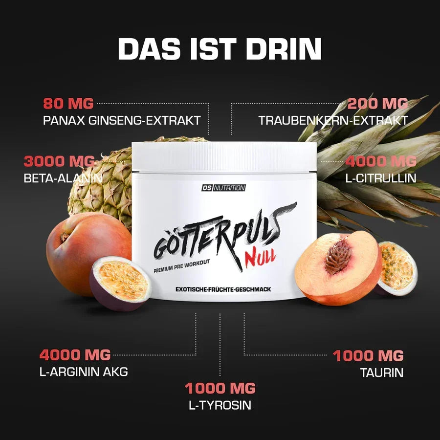 OS Nutrition Götterpuls® NULL Pre Workout Booster 300g STIM FREE - Supplement-Support.com