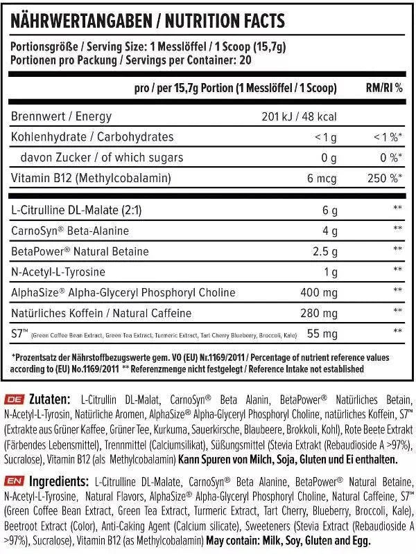 VAST® V8 TOTAL ENERGY PRE WORKOUT - Supplement Support