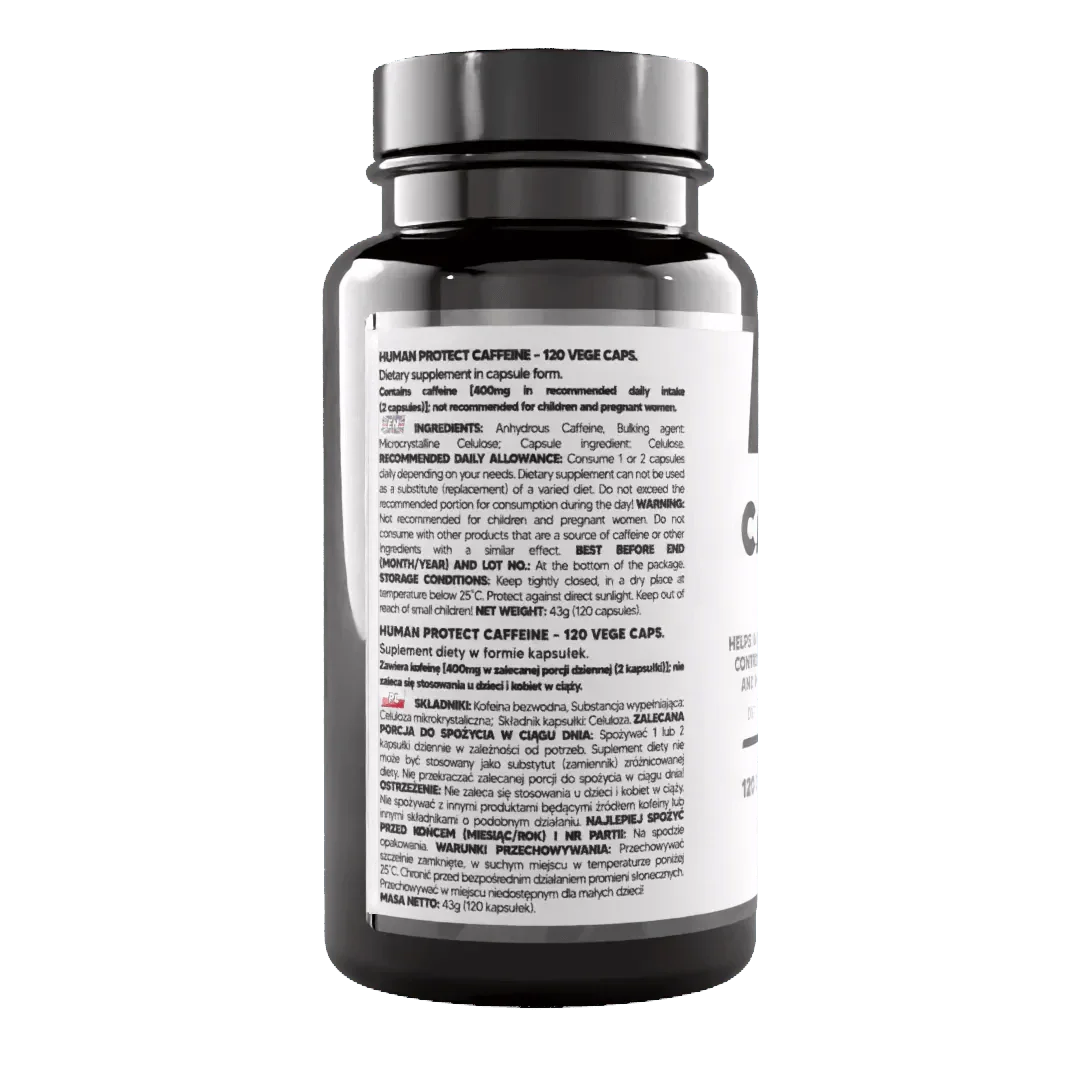 Wasserfreies Koffein, 120 Kapseln. - Supplement Support