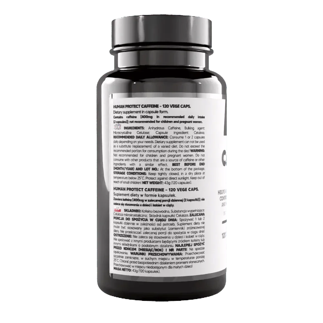 Wasserfreies Koffein, 120 Kapseln. - Supplement-Support.com