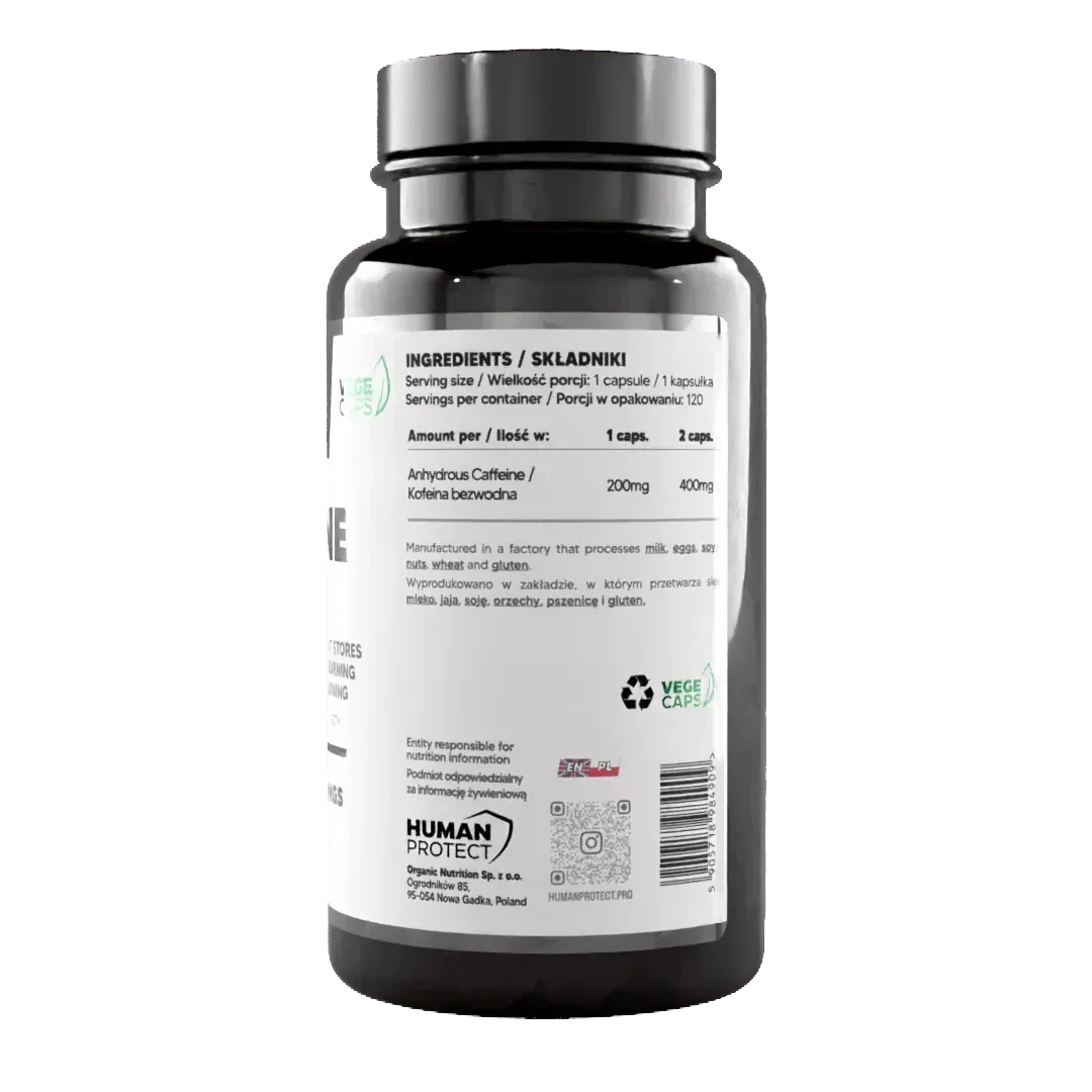 Wasserfreies Koffein, 120 Kapseln. - Supplement-Support.com